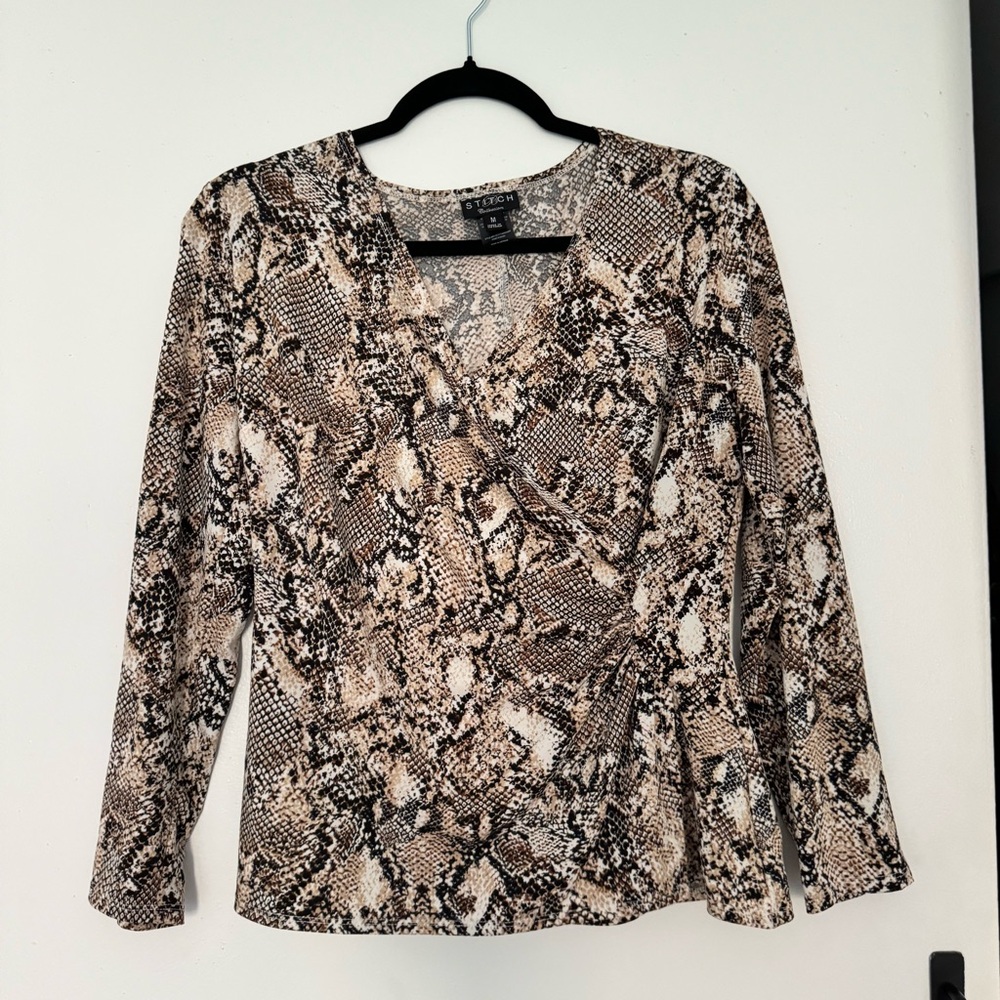 Vintage snake print wrap top